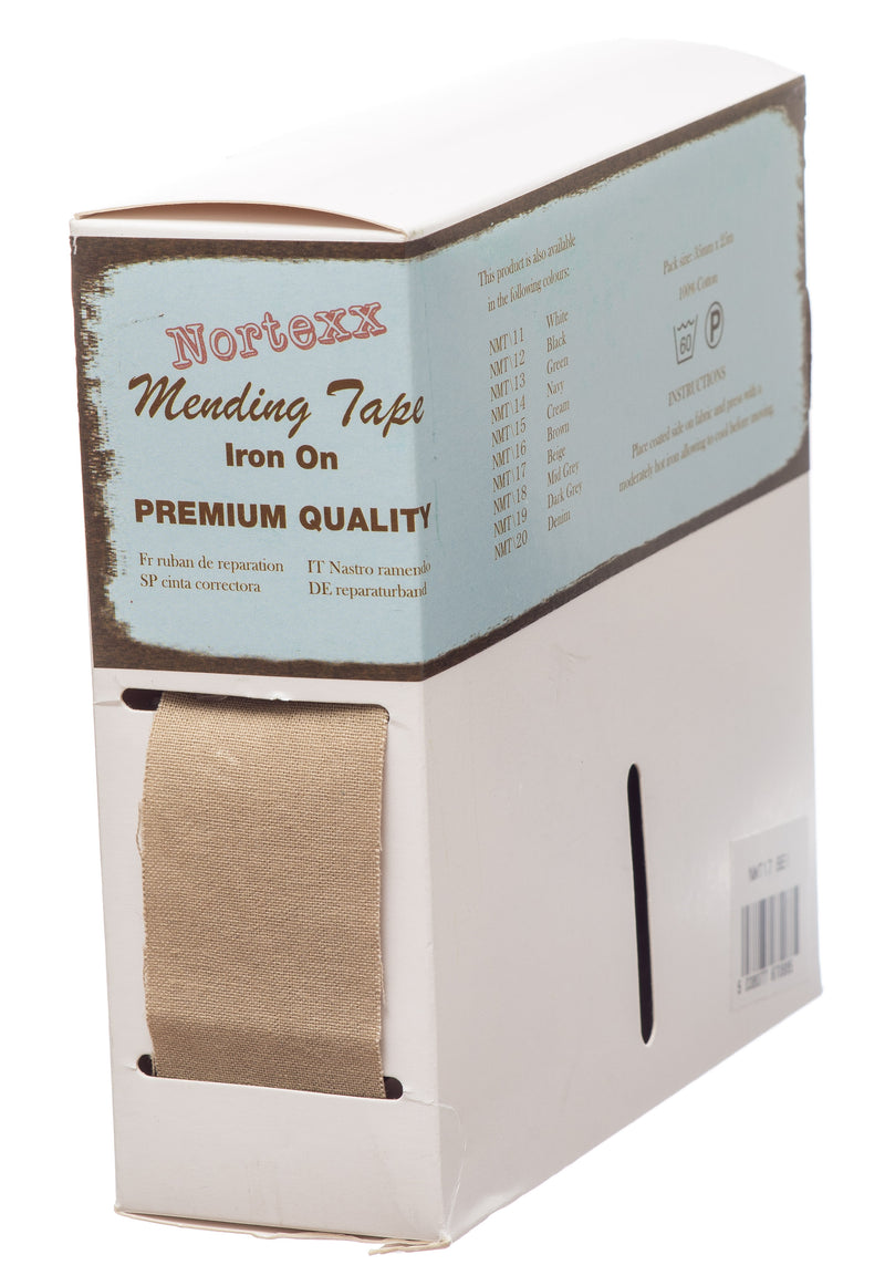 Nortexx Iron On Fabric Mending Tape 100% Cotton in beige