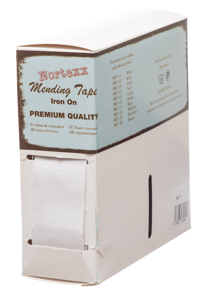 Nortexx Iron On Fabric Mending Tape 100% Cotton in white