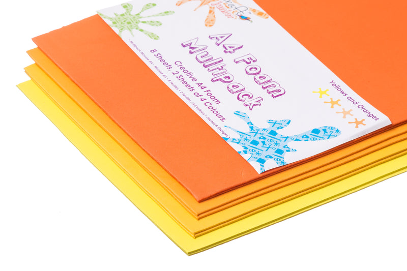 A4 craft foam multi-pack sheets – yellows and oranges
