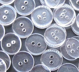 Clear backing buttons in a range of sizes 11.5-20mm