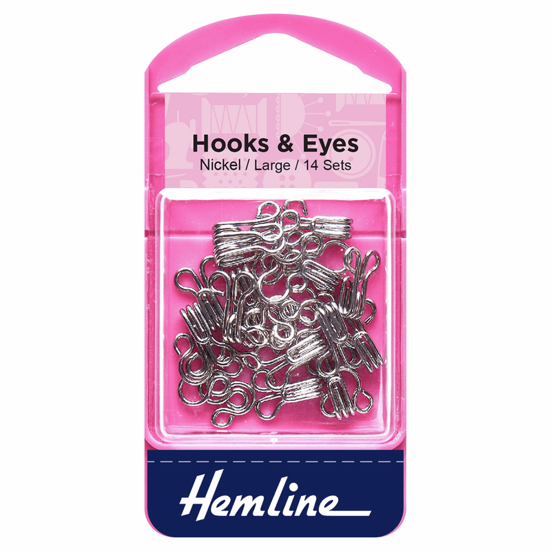 Hemline Hooks & Eyes Fasteners size 3 large in nickel