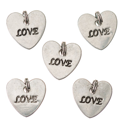 Love heart charm pendant in silver