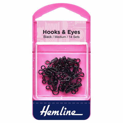Hemline Hooks & Eyes Fasteners size 2 medium in black