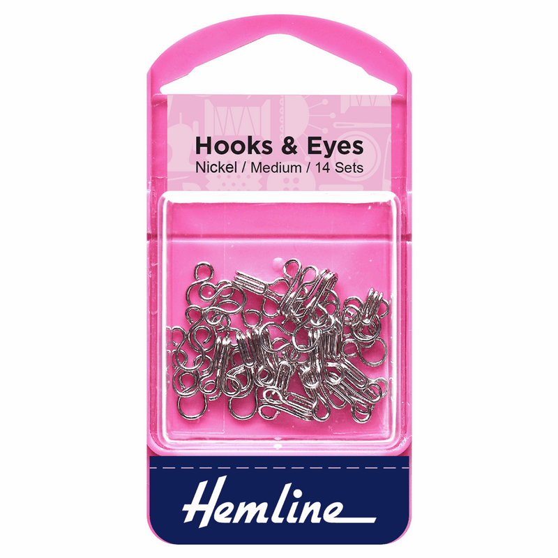 Hemline Hooks & Eyes Fasteners size 2 medium in nickel