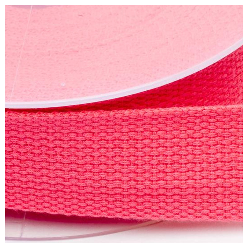 Cotton Basket Weave Webbing 30mm in neon pink