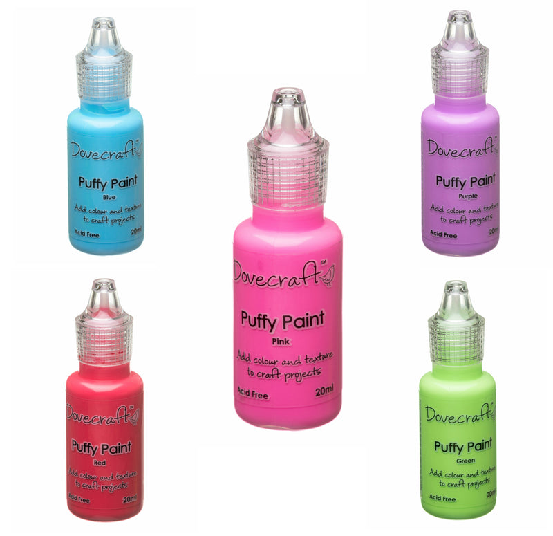 Dovecraft puffy paint in 8 vibrant colours - 3D paint for use on card, paper and fabric on 