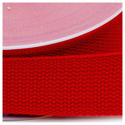 Cotton Basket Weave Webbing 30mm in red