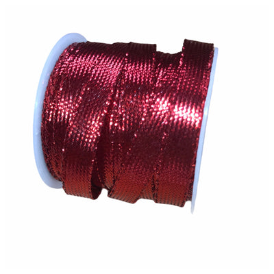 Trimits Christmas metallic ribbon 10m x 8mm spool in red