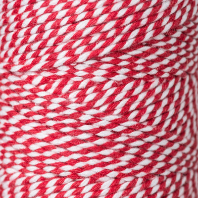 2mm Bright Bakers Twine/String in striped red and white