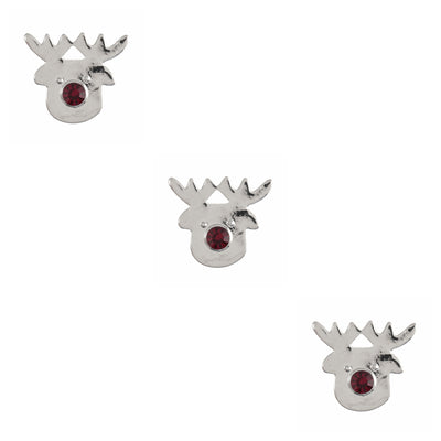 21mm shanked red diamante nose silver Rudolph the reindeer Christmas button
