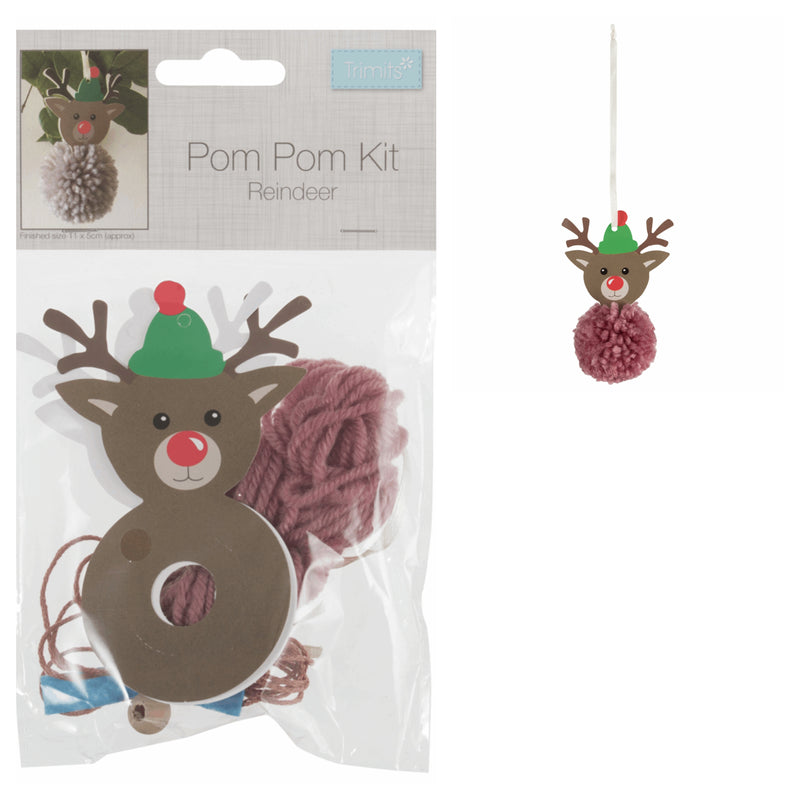 Reindeer pom pom making kit, Trimits pom pom Christmas decorations, pom pom decorations, paper pom pom decorations