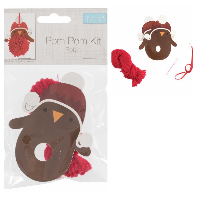 Robin pom pom making kit, Trimits pom pom Christmas decorations, pom pom decorations, paper pom pom decorations