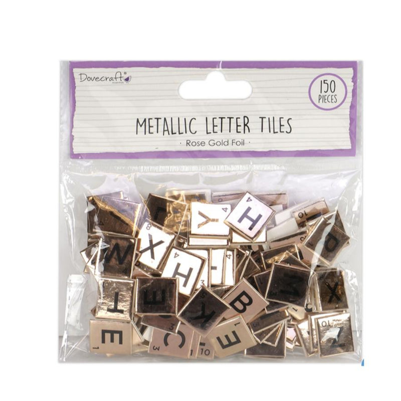 Dovecraft metallic scrabble letter tiles – rose gold