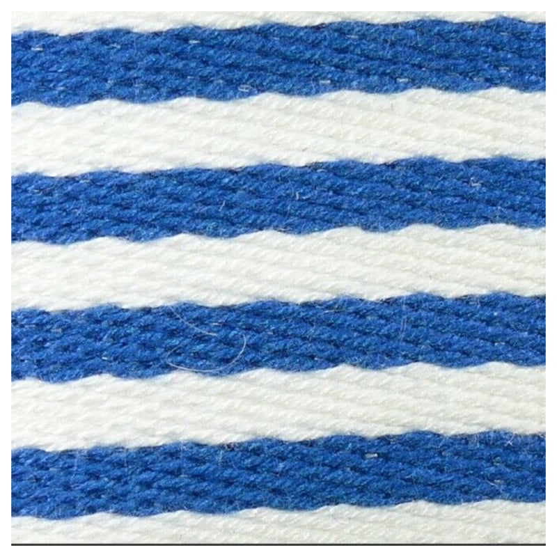 38mm Striped Webbing in royal blue and white
