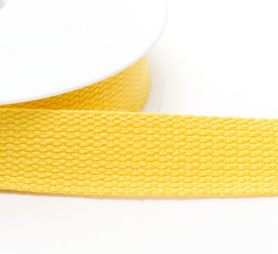 Cotton weave bag webbing 25mm in yellow 12