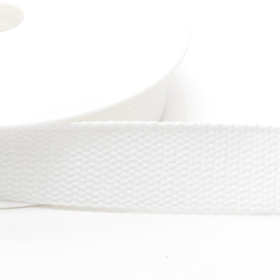 Cotton weave bag webbing 25mm in white 34