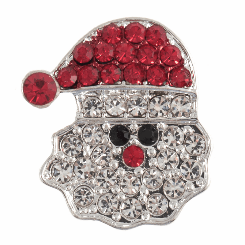 Diamante on Silver Santa with Red Hat Button - 23mm Shanked