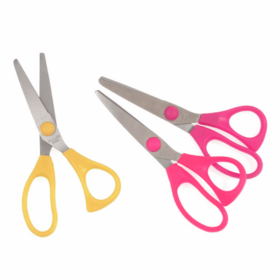 Children's colourful scissors in pink and yellow