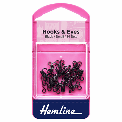 Hemline Hooks & Eyes Fasteners size 1 small in black