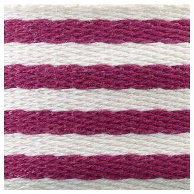 38mm Striped Webbing in wine red and white